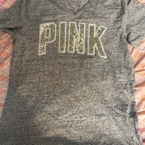 PINK BLING SHORT SLEEVE TOP